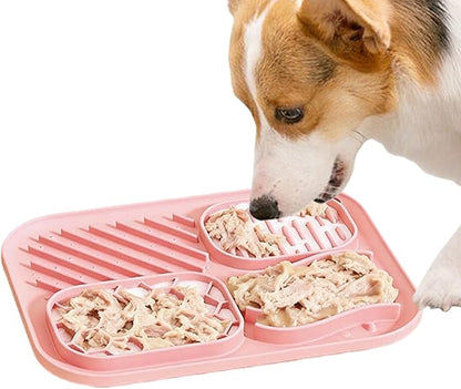 Silicone Licking Mat, Non-Slip Puzzle Feeder Tray, Medium Size Pet Enrichment Treat Feeding, Food Puzzle Suction Base Detail, Dog Cat Feeding Category Accessory, Interactive Lick Pad