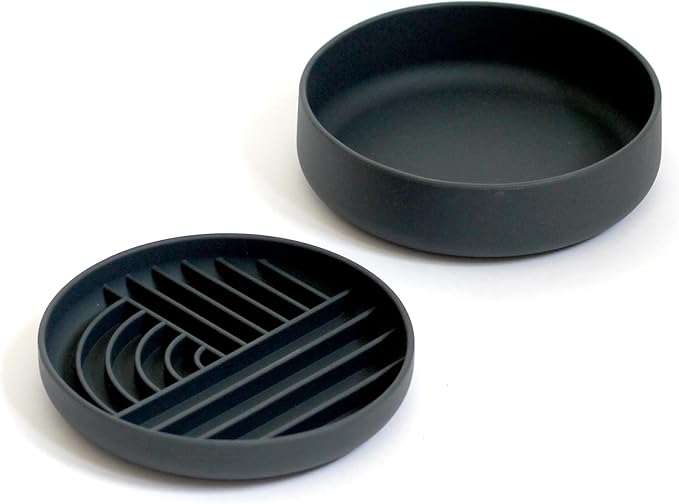 Slow-Feeder & Water Bowl Set by The Dog Tale | Food-Grade Silicone Dog Bowls, BPA-Free, Dishwasher Safe, Freezer Safe (Midnight)