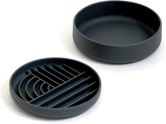 Slow-Feeder & Water Bowl Set by The Dog Tale | Food-Grade Silicone Dog Bowls, BPA-Free, Dishwasher Safe, Freezer Safe (Midnight)