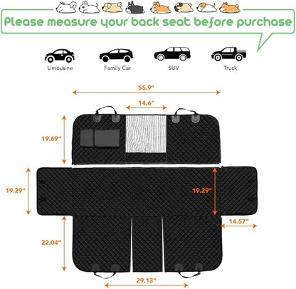 Vailge 100% Waterproof Convertible Dog Car Seat Covers, Waterproof Dog Seat Cover with Mesh Window, Heavy Duty seat Cover for Dogs, Dog car Hammock Pet Seat Cover for Cars Trucks suvs,Black,Standard