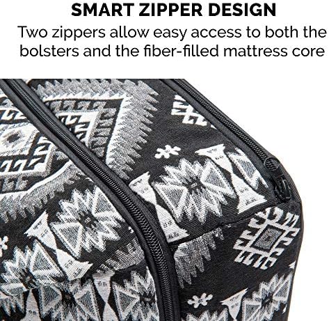 Furhaven Pillow Dog Bed for Large/Medium Dogs w/ Removable Bolsters & Washable Cover - Plush & Southwest Kilim Woven Decor Sofa - Black Medallion, Large - Image 7