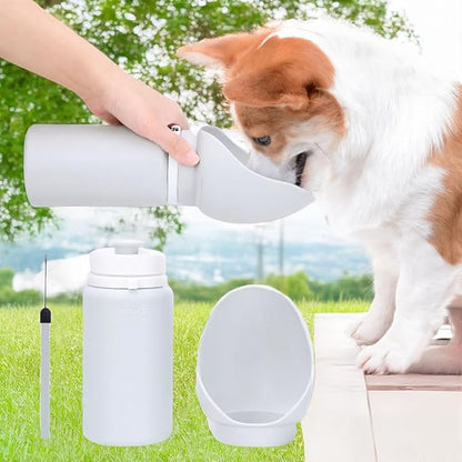 Slurpy Portable Collapsible Dog Water Bottle 19 Oz, Large Wide-Mouth Drinking Bowl, Ideal for Small and Large Dogs on Walks and Outdoor Activities (Gray)
