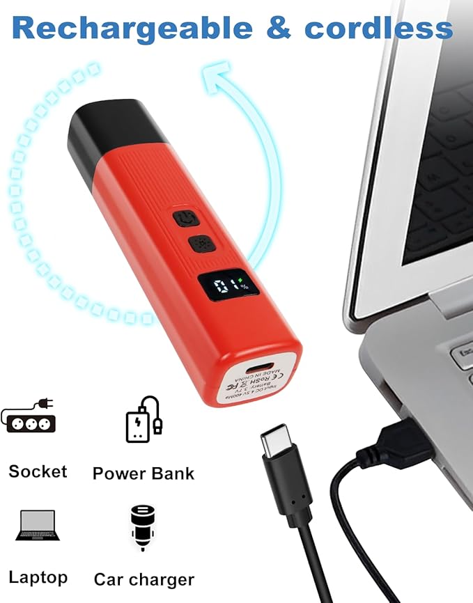 Electric Dog Nail Grinder with 2 Level LED Lights, 2 Speed Super Quiet and Low Vibration Electric Cat Nail Grinder - Rechargeable Pet Nail Grinder for Small Dogs Cats - Red