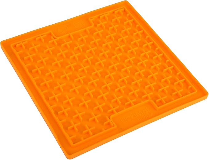 LickiMat Classic Buddy Slow Feeder for Dogs Lick Mat Boredom Anxiety Reducer Perfect for Food Treats Yogurt Liquid Food Peanut Butter Fun Alternative to a Slow Feed Dog Bowl, Orange