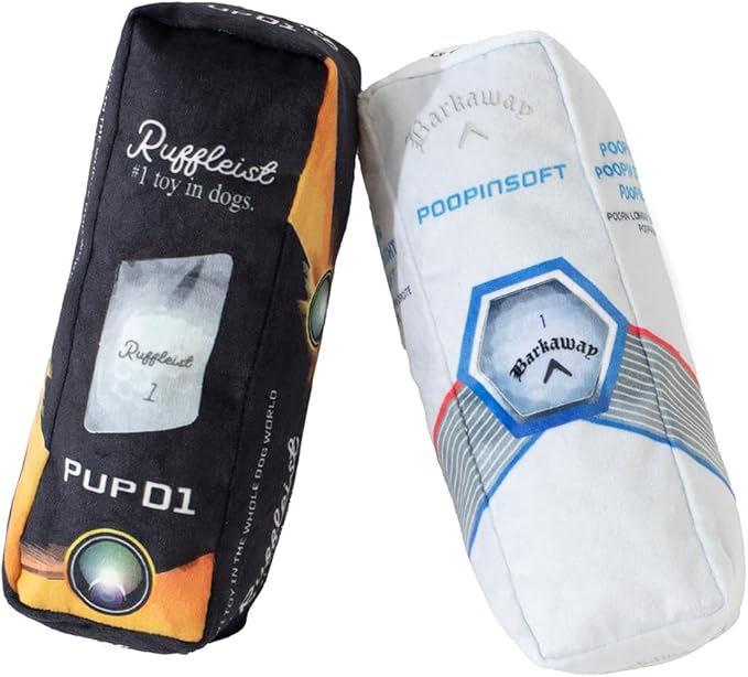 Ruff Puff Golf Ball Dog Toy with Squeaker - Funny Cute Plush Dog Toys for Golfers