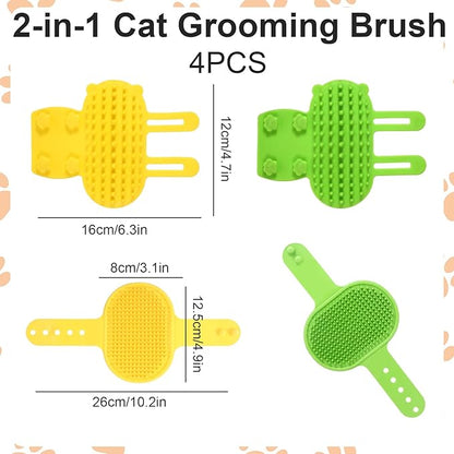4Pcs Cat Self Groomer, Silicone Grooming Strap Pad for Cats, Adjustable Kitten Brushes for Indoor Kittens, Cat Massager Comb for Head Face Back, Cats Face Scratchers for Corner Sofa Chair Table Legs