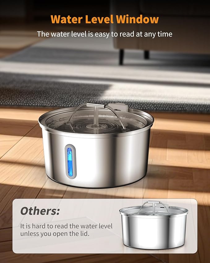 Cat Water Fountain Stainless Steel, 0.8gal/108oz Automatic Cat Drinking Fountain with 3 Filters, Pet Water Dispenser with Quiet Pump, Suitable for Cats, Dogs and Multi-pet households