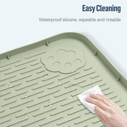 Pee Pad Holder for Dogs, 40" x 28" Silicone Pee Tray Mat Leak-Proof, High Edge, No Spill Pet Pad Holder for Puppy, Cat, Rabbit, Dog Training Pads for Home Floor Protection (Green)