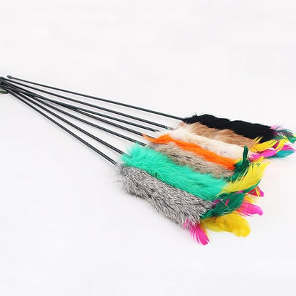 Colorful Feather Teaser and Exerciser For Cat and Kitten Cat Toy Wand Random Color