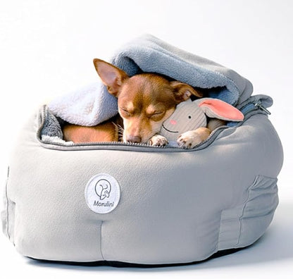 Orthopedic Dog Car Seat for Small Breeds - Original Calming Burrow Nest for Car Anxiety Relief - 6” Memory Foam Booster & Travel Bed - for Dogs Under 25lbs, Frenchie, Chihuahua