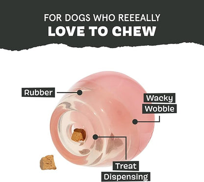 Barkbox Tipsy Rosé Dog Toy for Aggressive Chewers | Durable Treat-Dispensing Rubber Toy for Large Dogs | Puppy Teething Toys & Dog Toys to Keep Them Busy