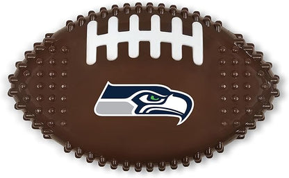 NFL Seattle Seahawks Mega- Chew Hard Nylon Bacon-Flavored Dog Bone Football Chew Toy Interactive Tasty Fun Dog Chewy Toys Indestructible Strong Durable Tough Pet Biting Playtoy for Aggressive Chewers
