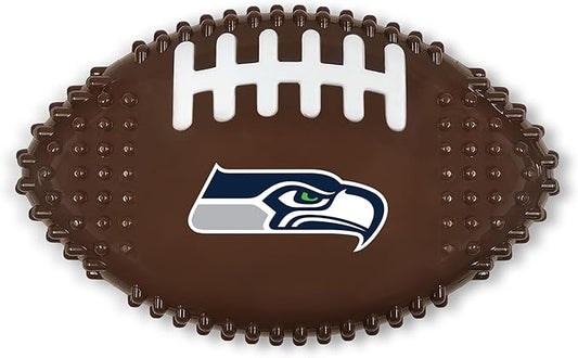 NFL Seattle Seahawks Mega- Chew Hard Nylon Bacon-Flavored Dog Bone Football Chew Toy Interactive Tasty Fun Dog Chewy Toys Indestructible Strong Durable Tough Pet Biting Playtoy for Aggressive Chewers