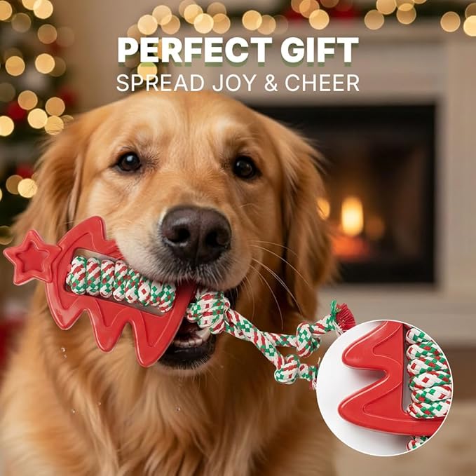 Festive Star-Shaped Dog Chew Toy with Durable Rope - Indestructible Dog Toy for Aggressive Chewers, Interactive Holiday Pet Gift