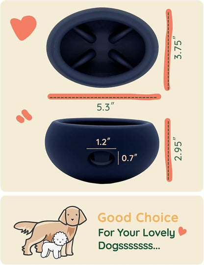 2-in-1 Dog Enrichment Toy & Slow Feeder - Interactive Freeze Licking Bowl and Treat Dispenser for Dogs, Relieves Boredom and Anxiety, Navy Blue