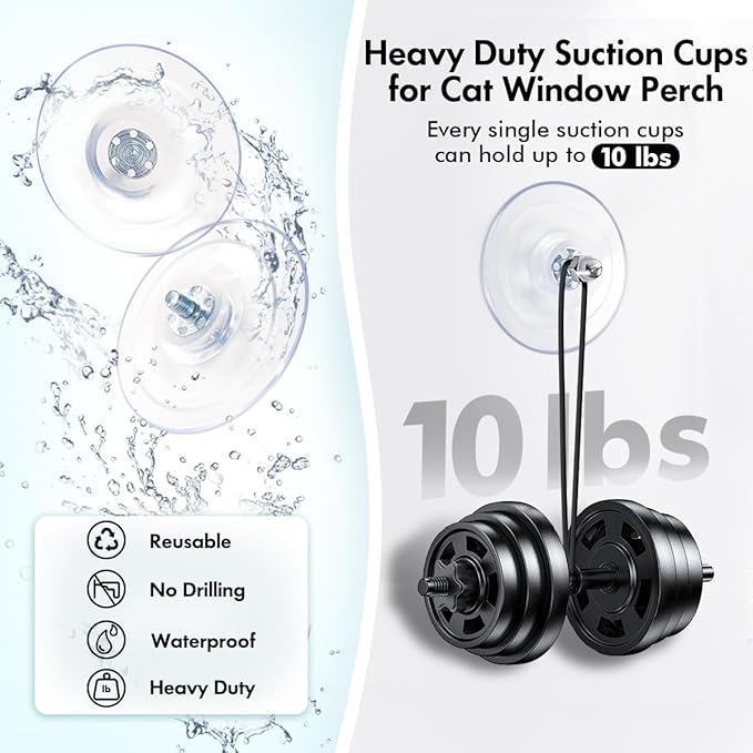 AMOSIJOY 4 Pack Cat Window Perch Suction Cup, Strong Adhesive Replacement Suction Cup with Screws for Foldable & Cordless Cat Window Hammock Seat