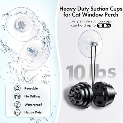 AMOSIJOY 4 Pack Cat Window Perch Suction Cup, Strong Adhesive Replacement Suction Cup with Screws for Foldable & Cordless Cat Window Hammock Seat