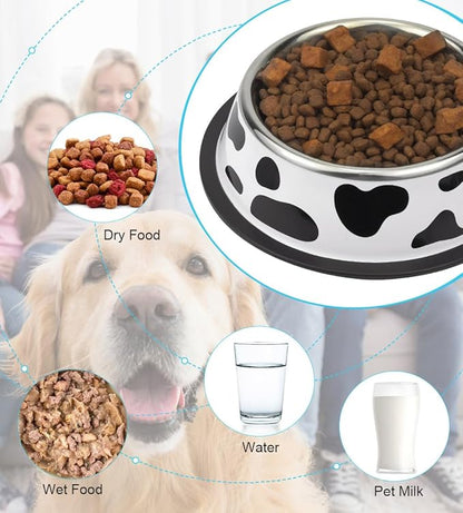 Stainless Steel Dog Bowls, Food and Water Non Slip Anti Skid Stackable Pet Puppy Dishes for Small, Medium and Large Dogs (2 Pack)