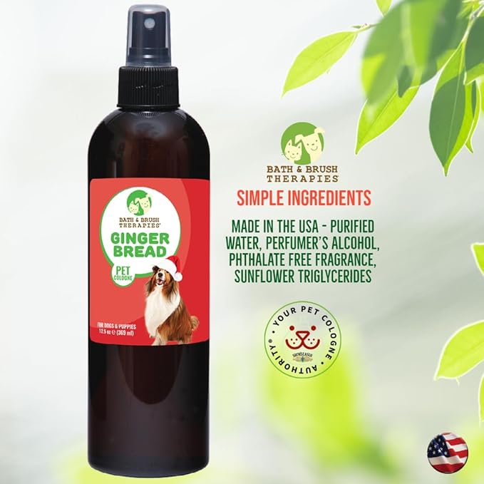 Showseason Animal Products Bath & Brush Therapies Gingerbread Dog Cologne 12.5 oz | Dog Perfume Long Lasting | Deodorizing Spray