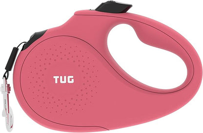TUG Monochrome 360° Tangle-Free Retractable Dog Leash | 16 ft Strong Nylon Tape (Small, Pink)
