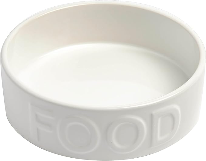 Park Life Ceramic Pet Bowls – Food Water Bowls for Dogs and Cats - Cute Pet Bowl for Small Medium and Large Size Dogs and Cats - Puppy Bowls (Small, White)