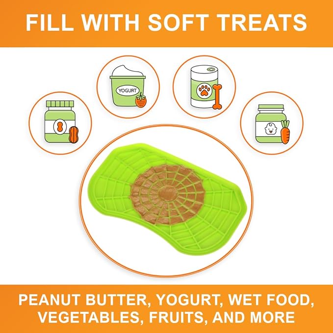 Neater Pets Neat-LIK Dog Lick Mat, Lick Mat for Dogs, Cats, Puppy, Reduces Anxiety & Boredom, Peanut Butter Slow Feeder, Interactive Treat Licking Pad, Licking Mats for Small & Large Breed (Green)