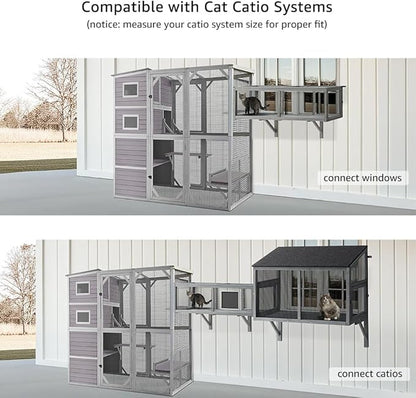 beeNbkks Outdoor Cat Tunnel, Extendable Passage Connect Home to Outdoor Cat Catio Enclosure House, 45’’ Safe Tunnel Walkway for Indoor Kittens, Wooden Pet Tube for Window Deck Patio Balcony Garden