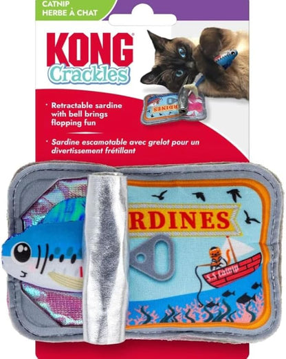 KONG Crackles Cat Toy – Crinkle Sounds, with Catnip, and Treat-Hiding Fun (Sardine Tin)