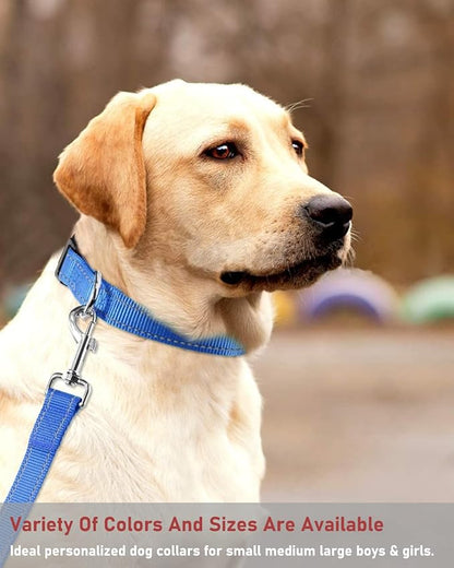 Reflective Dog Collar with Buckle Adjustable Safety Nylon Collars for Small Medium Large Dogs, Navy Blue XL
