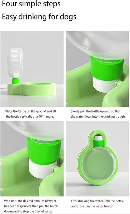 Pet Water Bottle, Portable Dog Water Bottle, Collapsible Leak Proof Puppy Drinker for Outdoor Walking, Traveling, Food Grade Plastic, 12 oz, Green