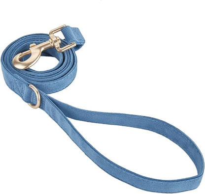 Soft Corduroy Fibric Dog Leash, 5 Feet Length Lead with Heavy Duty Rotating Hook, for Medium Large Dogs.(M,Blue)