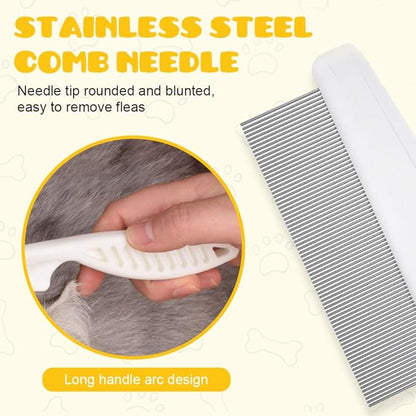 Multifunctional Pet Comb,2 Pack Pet Hair Comb Tear Stain Removal,Eye Comb for Dogs and Cats,2 in 1 Massage Dual-Sided Comb for Knots Crust Floating Hair Tangle Fleas (Yellow)