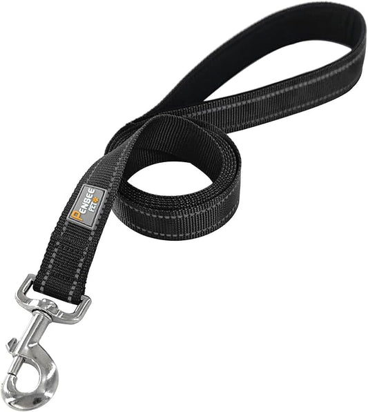 Dog Leash 6 FT Padded Handle Nylon Reflective Dogs Leashes for Small Dogs Black