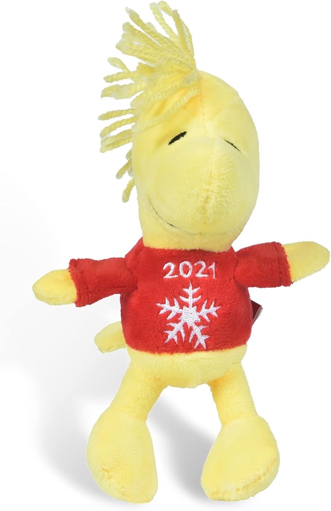 PEANUTS for Pets 6" Holiday 2021 Woodstock Plush Dog Toy with Squeaker | Red Snoopy Holiday Plush Dog Toy | Small Squeaky Dog Toys - Soft Stuffed Dog Toys Officially Licensed, (FF19106)