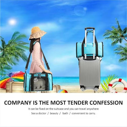 Cat Carrier Dog Carrier Pet Carrier Cat Bags for Small Medium Cats Dogs Puppies of 15 Lbs,of Airline Approved Small Dog Bag Soft Sided,Collapsible Travel Puppy Carrier (Large, Blue)
