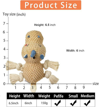 Large Dog Toys, Cute Squeaky Dog Toy, Stuffed Animal Plush Toys for Puppies, Durable Dog Chew Toy for Small,Middle,Large Breed (Brown(Uni-Hippo))