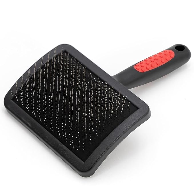 Jeffers Pet Dual Level Pin Universal Slicker Brush for Dogs, Cats & Small Pets - Curved Grooming Brush with Long & Short Pins for Shedding, Detangling, Finishing - Remove Mats & Dead Coat - Large