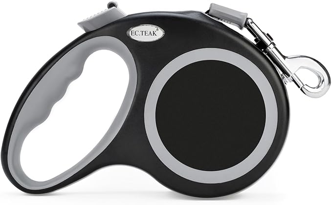 Retractable Dog Leash 26 FT, Heavy Duty Dog Leash for Dogs up to 110lbs, Strong Nylon Tape No Tangle, One-Handed Brake, Pause, Lock, Perfect for Medium Large Dogs (Black, 26 FT(66-110 LBS))