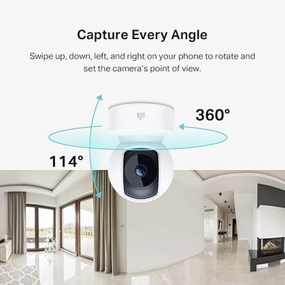 Kasa 2K+ Indoor Pan/Tilt Wired Security Camera - Works as a Baby Monitor & Pet Camera, Motion Detection & Tracking, 2-Way Audio, Night Vision, Subscription-Free Local Storage or Optional Cloud, KC410S