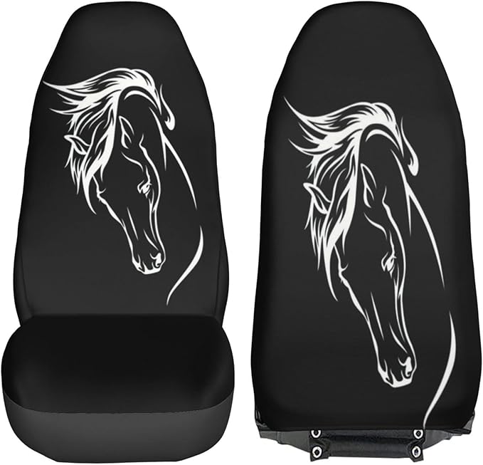 Foruidea Horse Head Car Seat Covers Universal 2 Pcs Auto Front Seat Cover Fit Most Cars,SUV,Sedan,Trucks