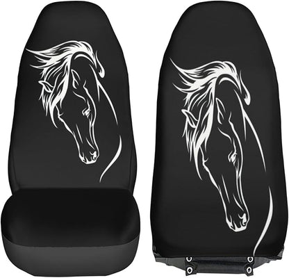 Foruidea Horse Head Car Seat Covers Universal 2 Pcs Auto Front Seat Cover Fit Most Cars,SUV,Sedan,Trucks