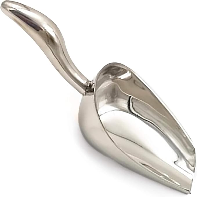 SunGrow Large Cat Litter and Food Scoop, Life Transforming 2-in-1 Scooper, Reduces Hand Fatigue, Saves Clear Litter, Makes Scooping Faster and Easier (Silver, Small)