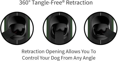 TUG Oval 360° Tangle-Free Retractable Dog Leash | Flashlight Included | Integrated Waste Bag Dispenser Pocket (Medium, Green)