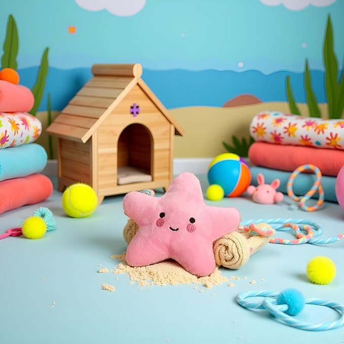 Pink Starfish Squeaky Dog Toy, Soft Plush Vocal Dog Plaything Pets Supplies Teddy Bichon, Squeaky Toys/Chew Toys for Medium Large Breed