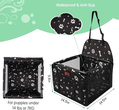 SWIHELP Dog Car Seat Puppy Portable Pet Booster Car Seat with Clip-On Safety Leash and Stable Fram, Anti-Collapse,Perfect for Small Pets