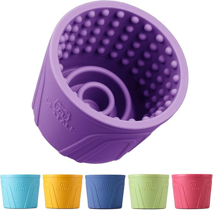 Dog Lick Bowl, Bestalk Anxiety Relief Slow Feeder Dog Lick Mat Treat Dispenser, Non-Slip Dog Licking Bowl Dog Enrichment Toys for Small Medium and Large Breed Dogs, BPA Free Silicone(Purple,M-L)