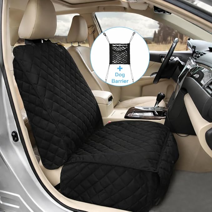 Bark Lover Deluxe Dog Seat Cover for Front Seat-More Durable Waterproof Front Seat Protector, High Heat Resistant and Nonslip Front Seat Cover for Dogs Kids, Universal Size (Black MAT)