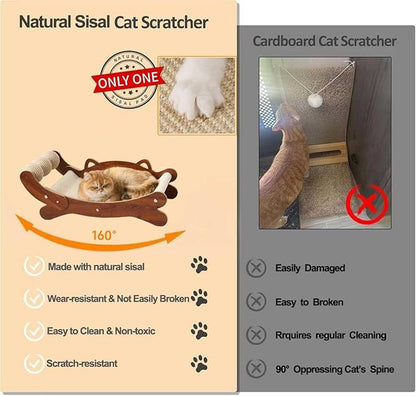 Natural Sisal Cat Scratch Pad with Sisal Cat Scratching Balls, Large Cat Scratcher Bed Hammock Lounge for Scratching Pad, Protects Furniture(Caramel)