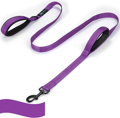 PuppyDoggy Dog Leash for Large Medium Dogs 6Ft x 1" Reflective Stitching Large Leash with 2 Traffic Padded Handles Dog Lead Rope Pet Leash for Running Walking Training (Purple 1 Pack)