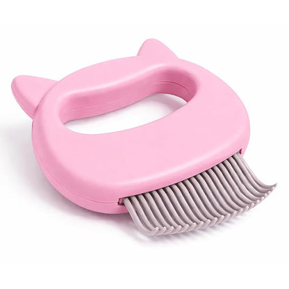 Pet Hair Removal Massage Shell Comb, Soft Deshedding & Dematting Grooming Brush for Dogs, Cats, Puppies & Rabbits – Removes Loose Fur & Mats, For Long & Short Hair (Pink)